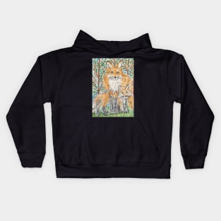 Mother and baby fox wildlife Kids Hoodie